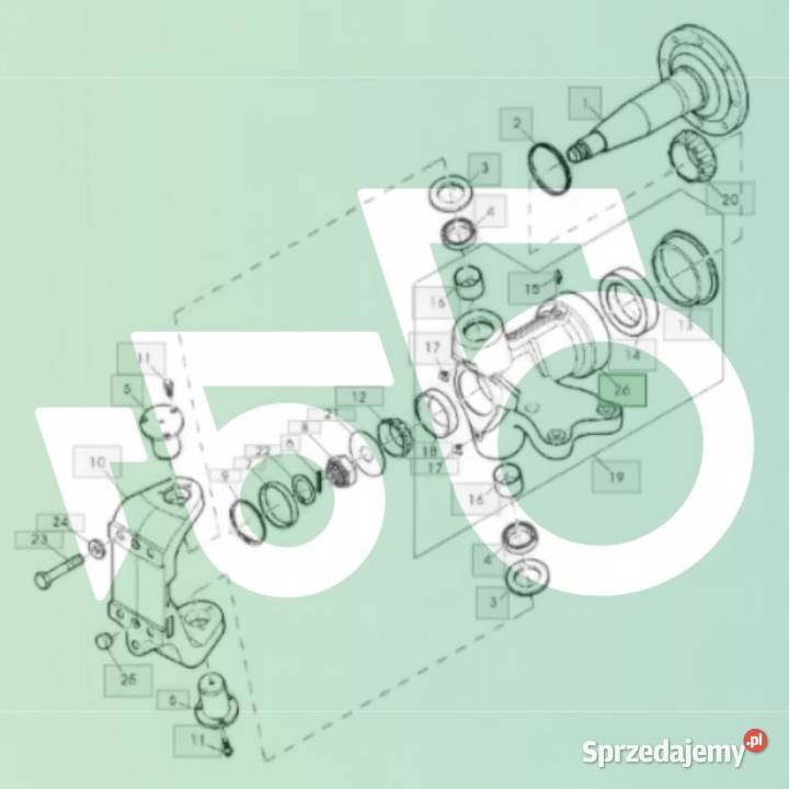 Zwrotnica H174080 Oś kompletna AH230713 H201111