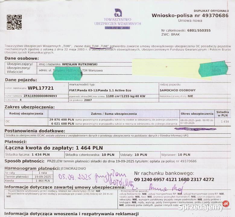 2008 Fiat panda 11 benzyna i właściciel dobra nieuszkodzony Warszawa