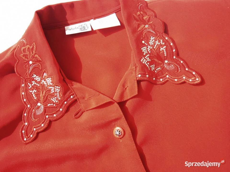 Elegancka Koszula Haft Cyrkonie Srebro 42 44 Rozmiar 44(XXL) Bluzki i koszule