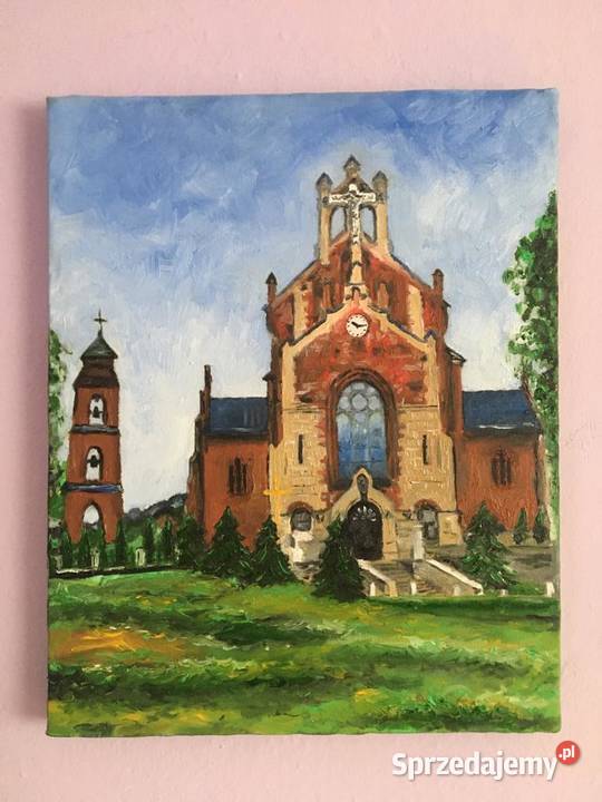 Kościół w Przyszowej obraz olejny na płótnie sprzedam