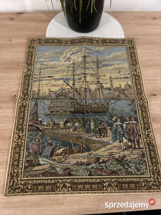 Piękny gobelin belgijski statek małopolskie Kraków