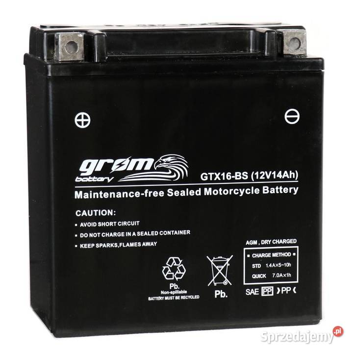 Akumulator motocyklowy GROM GTX16BS 12V 14Ah pomorskie sprzedam