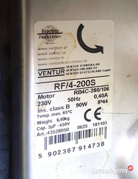 Wentylator kominowy Ventur RF4200S kanał 200mm Wentylatory Gniezno