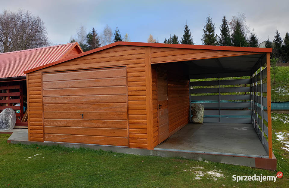 Garaż Blaszany blaszak wiata 7x5 drewnopodobny Gniezno