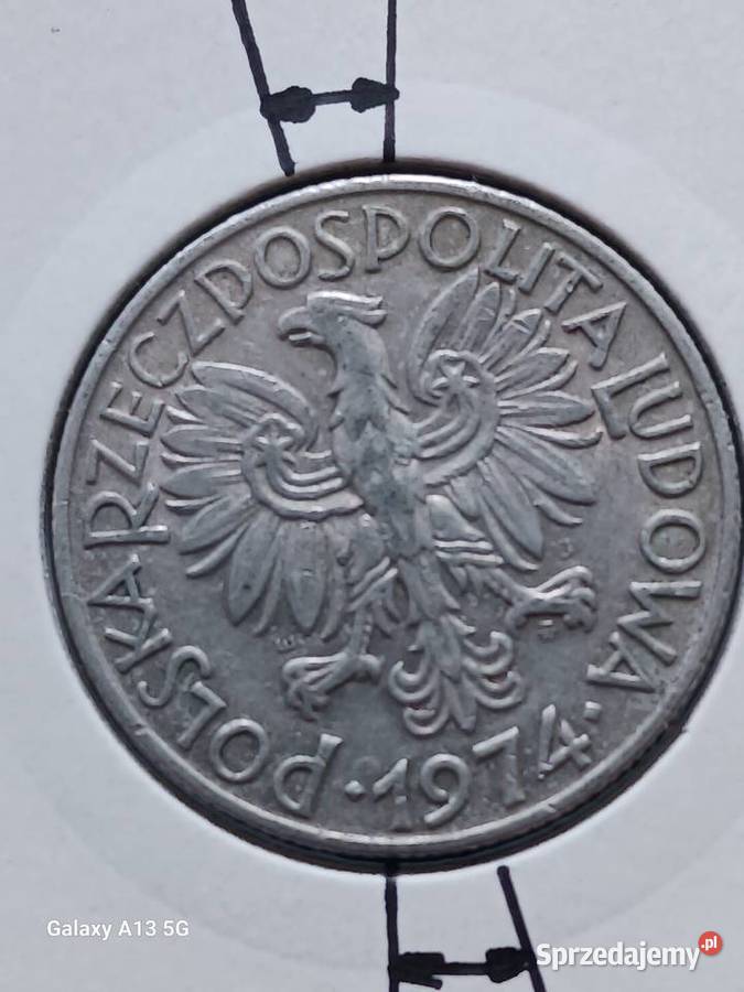 5 Złotych Rybak 1974 r 2 Skrętka piękny stan Numizmatyka