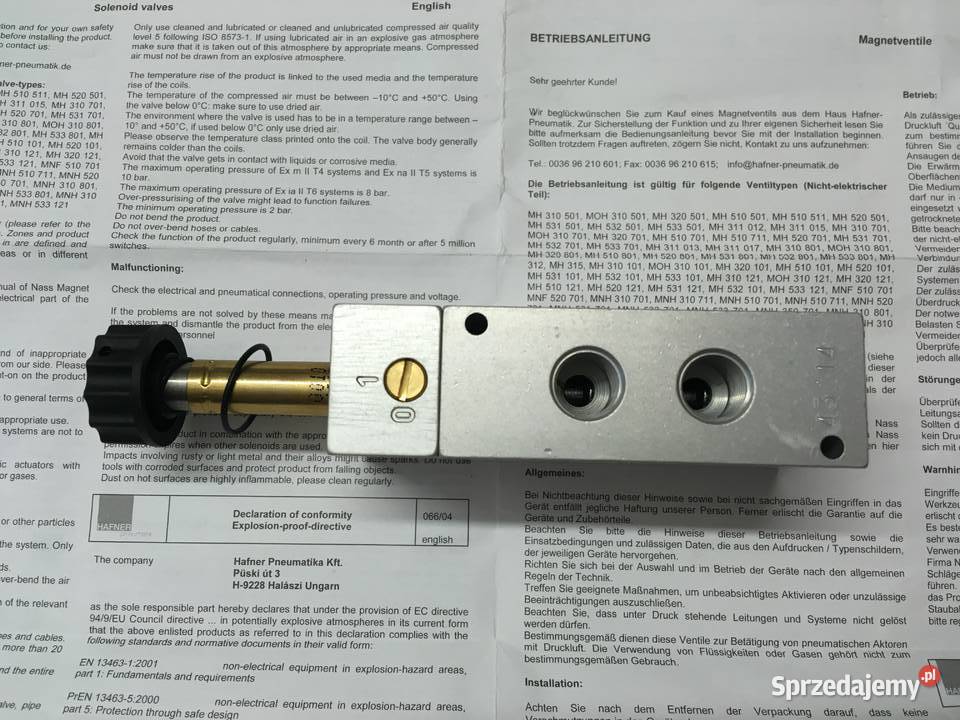 Elektrozawór HAFNER MH 510 501 G EEX ATEX kujawsko-pomorskie