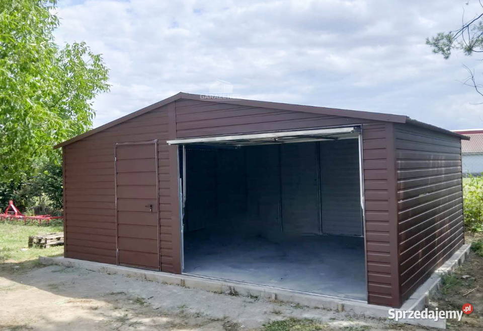 GARAŻ BLASZANY 6M X 6M BRAMA UCHYLNA DRZWI 6X6 Łapanów