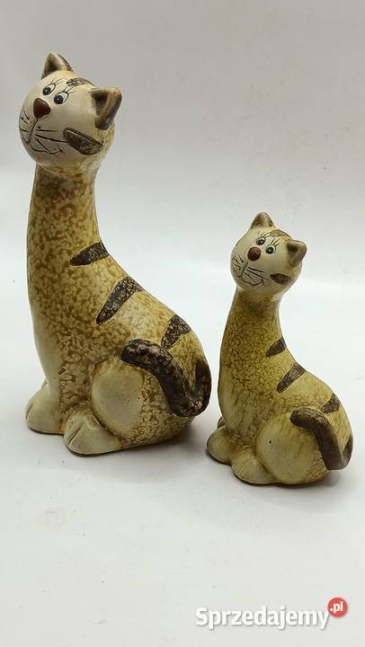 Ceramika figurki kotów mama i dziecko Zamość