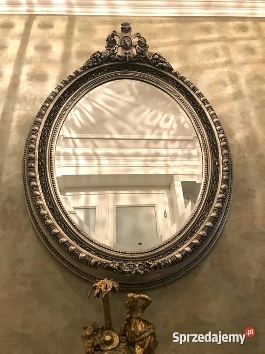 Pałacowe Lustro owal piękne zdobienia Antyki Tarnów
