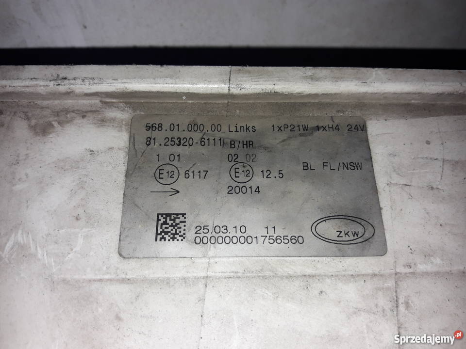 Lampa przeciwmgielna przód L 81253206111 MAN Częstochowa