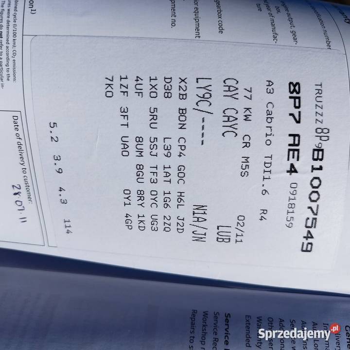 Skrzynia biegów manual 16 tdi kod