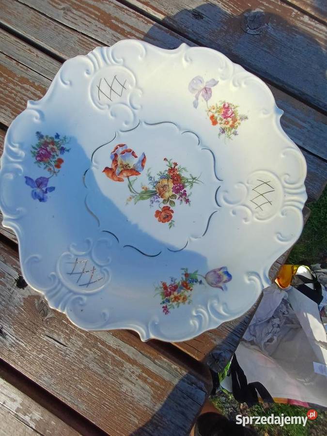 Wielka patera sygnowana KSteinmann 19191938 Porcelana i szkło dolnośląskie Lubań