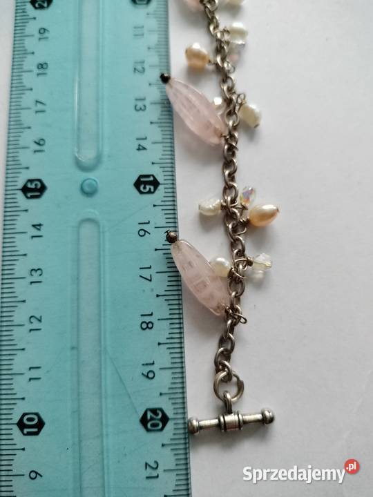 Srebrna bransoletka 925 z różowymi kamieniami Choszczno