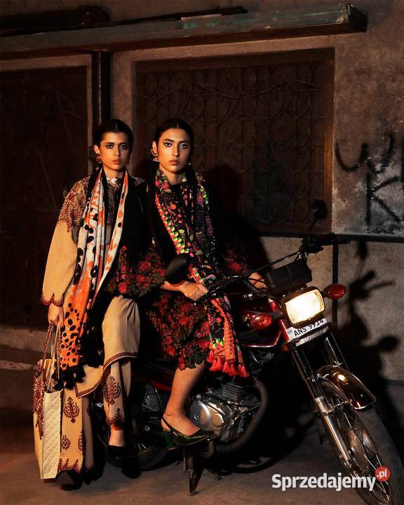 Duży szal pashmina chusta czarny kolorowy wzór Szczecin