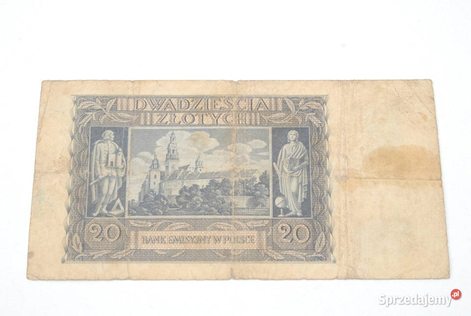 Stary banknot 20 złotych 1940 antyk unikat Cieszyn