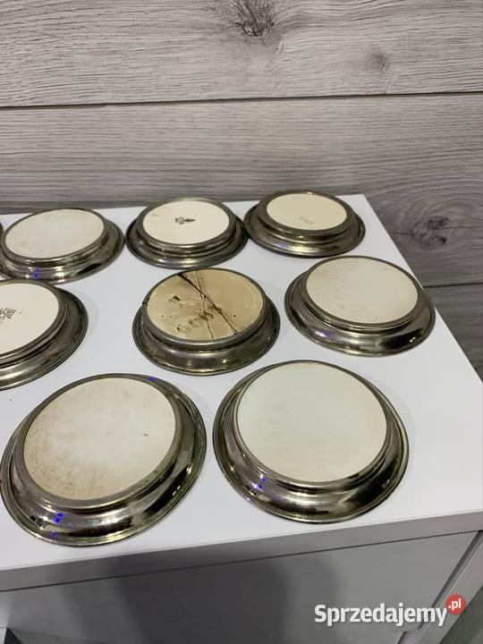 Zabytkowe spodki pod filiżanki komplet Jelenia Góra