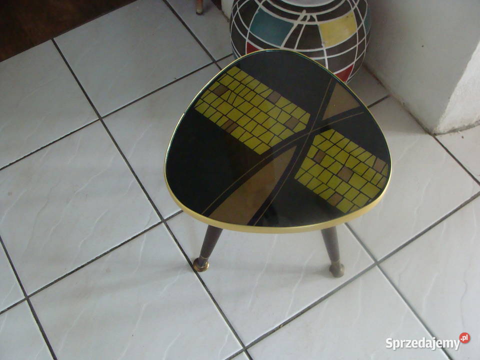 stolik kawowy szklany kwietnik z lat 70 tych Meble dolnośląskie