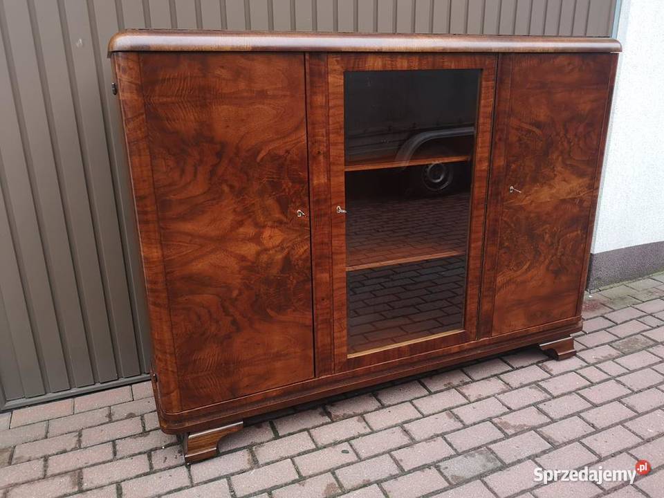 Biblioteka Witryna ARTDECO Orzech Zgrabna Stara Antyki, Sztuka, Kolekcje Swarzędz