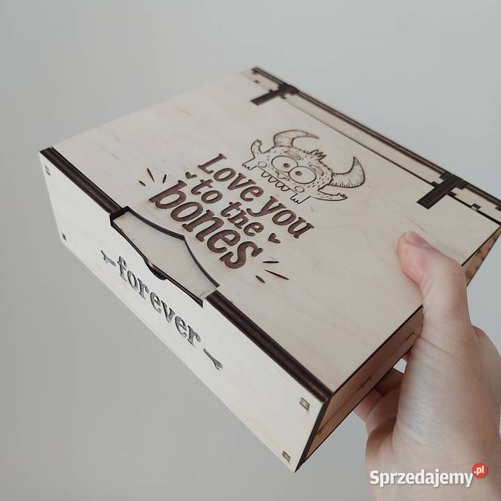 Pudełko Kocham Cię do szpiku kości Drewniane Tworkowa