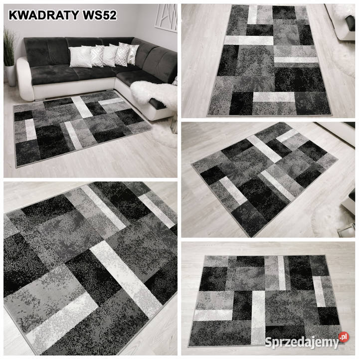 DYWAN 140X200 IDEA KWADRATY WS52 SZARE GĘSTY szary Białystok