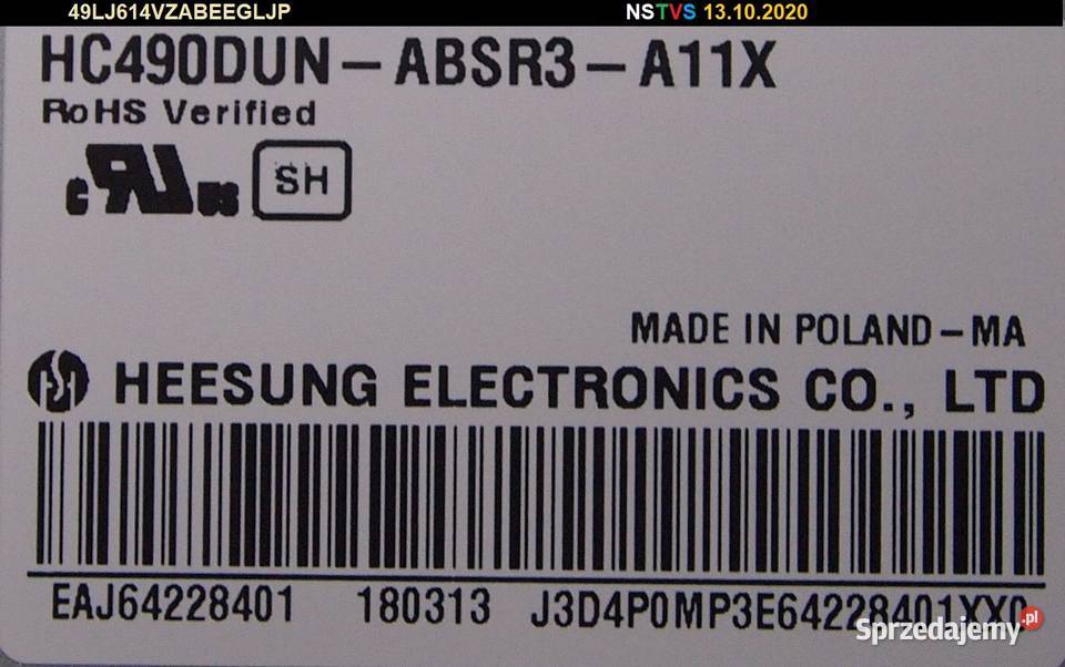 81EBT00002KW EAX6712960410 do LG49LJ614V mazowieckie