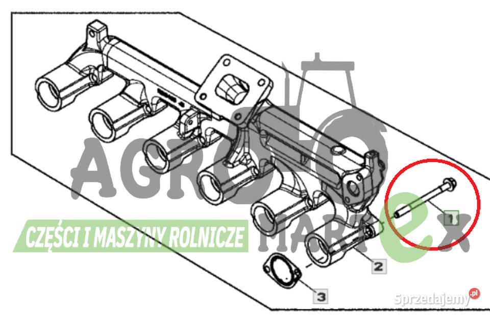 R519486 ŚRUBA KOLEKTORA WYDECHOWEGO M10x125 JD Wichrów
