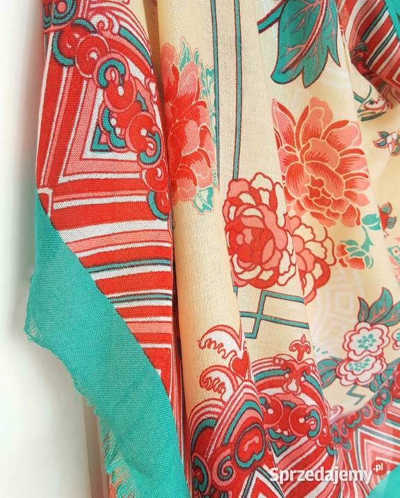 Nowy lekki szal tkany z wełną orientalny beżowy zachodniopomorskie Szczecin