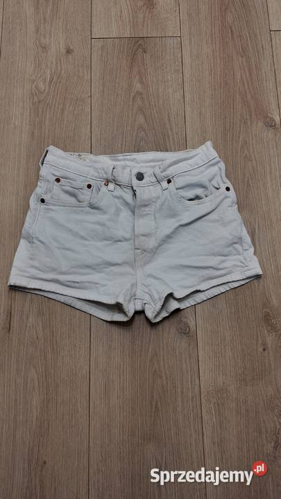 Białe vintage szorty denim Levis 501 Łódź