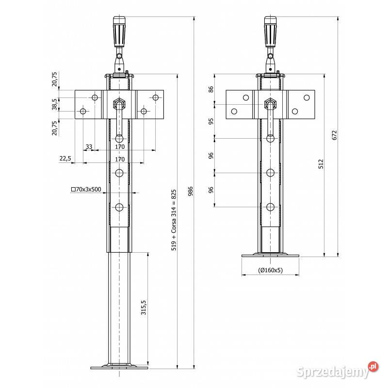 Stopa podporowa SIMOL PE595 teleskopowa mm 1000 Kamionna