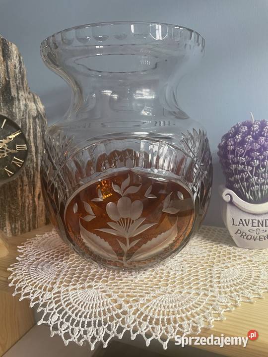 Krysztalowy wazon ikebana Grawerowana na kwiaty