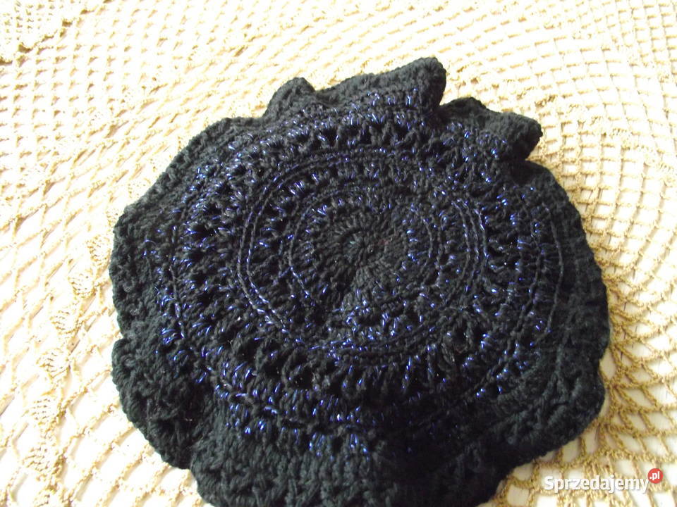 AŻUROWY BERET CZAPKA Z BAWEŁNY Piła