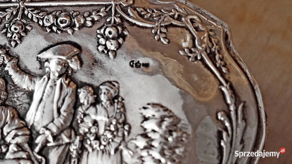 Srebrne pudełkoszkatuła wielka Hanau o wadze 545 Antyki, Sztuka, Kolekcje Zgorzelec