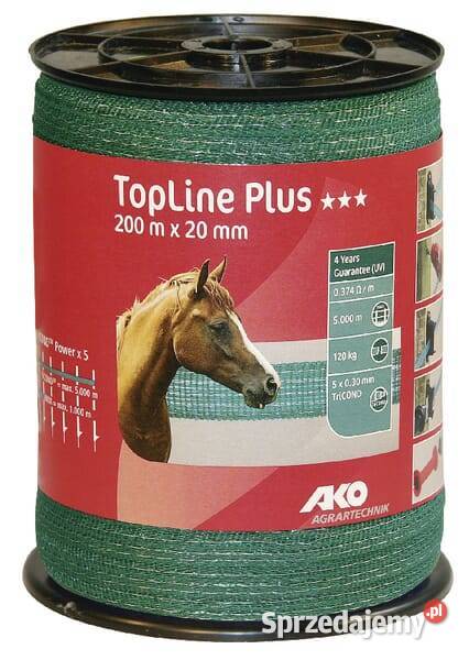 Taśma ogrodzeniowa Top Line Plus 200 m 20 mm Kamionna