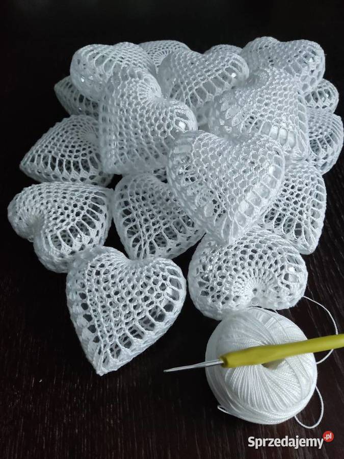 Serduszka bombki na choinkę biały