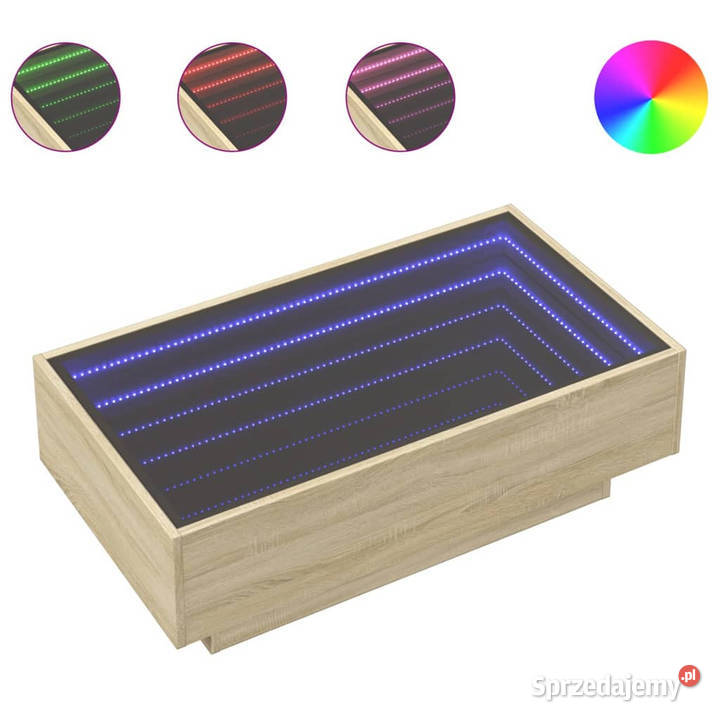 Stolik kawowy z LED dąb sonoma 90x50x30 WM847520 Meble Warszawa