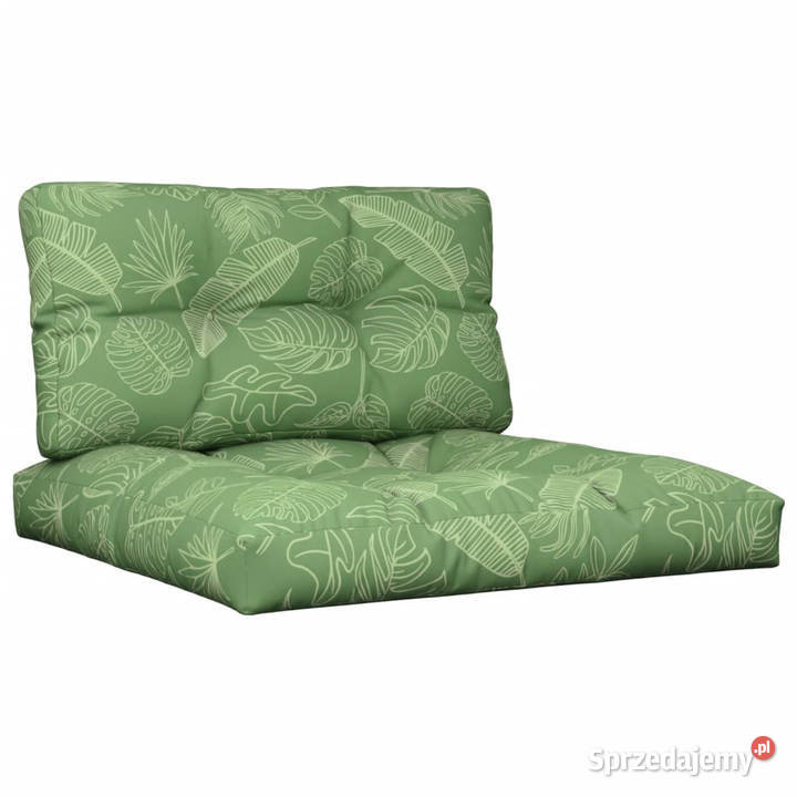 Poduszki na sofę z palet 2 wzór w liście tkanina