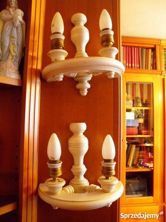 Kinkiety białe drewniane komplet 2 sztuki Katowice