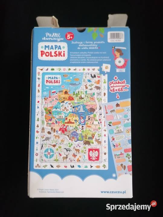Puzzle Obserwacyjne Mapa Polski 117elementów 5 Łódź sprzedam