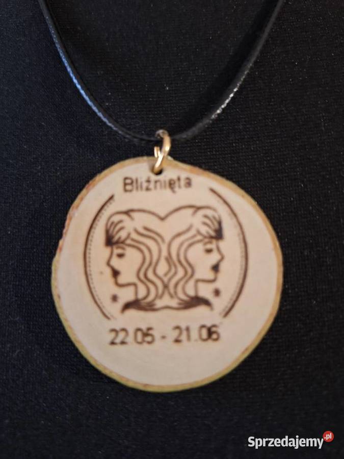 Zawieszka na rzemyku znak zodiaku Bliźnięta Strzyżów sprzedam