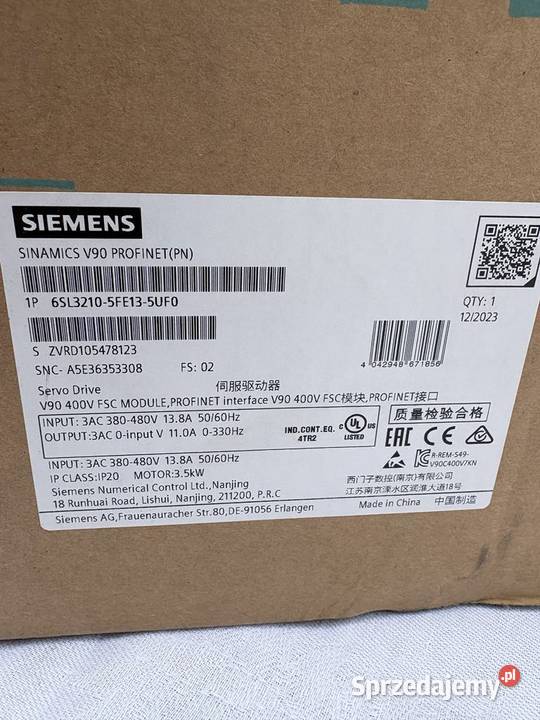 Siemens Sinamics V90 6SL32105FE135UF0 Warszawa sprzedam