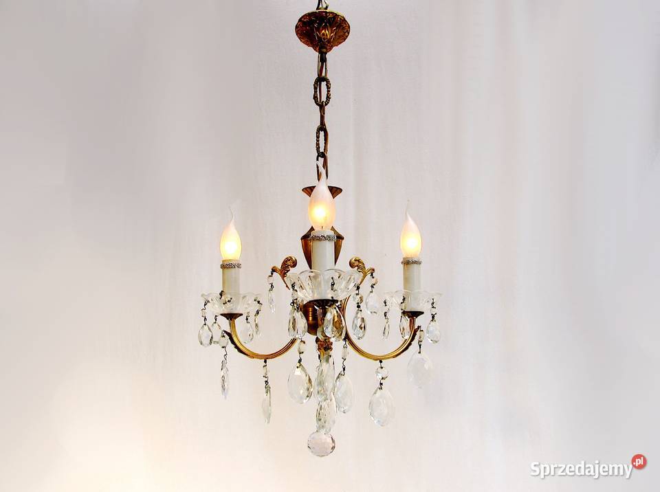 Żyrandol Lampa mosiądz Kryształki sprzedam