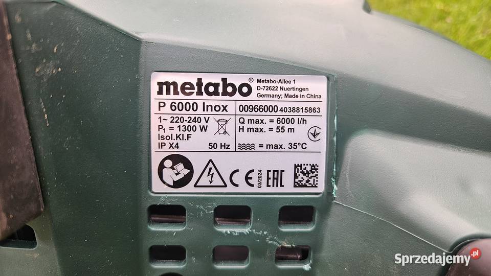 METABO Pompa ogrodowa 6000 lh 55 bar p 6000 inox Pompy i hydrofory Wrocław