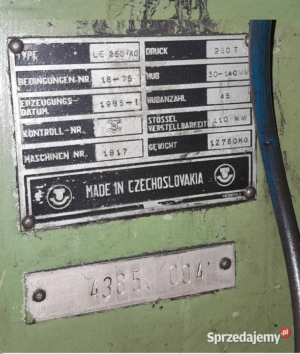 Prasa mimośrodowa Le 25040 Lubicz Górny