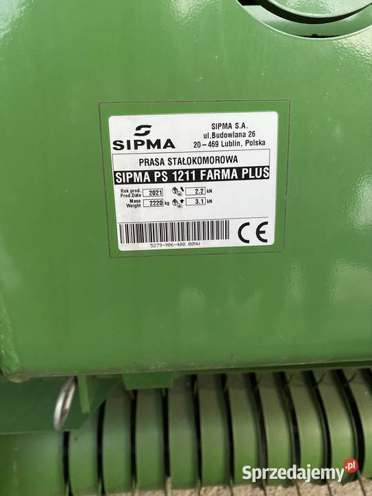 Prasa stałokomorowa SIPMA 1211 FARMA PLUS Kuźnica Grabowska