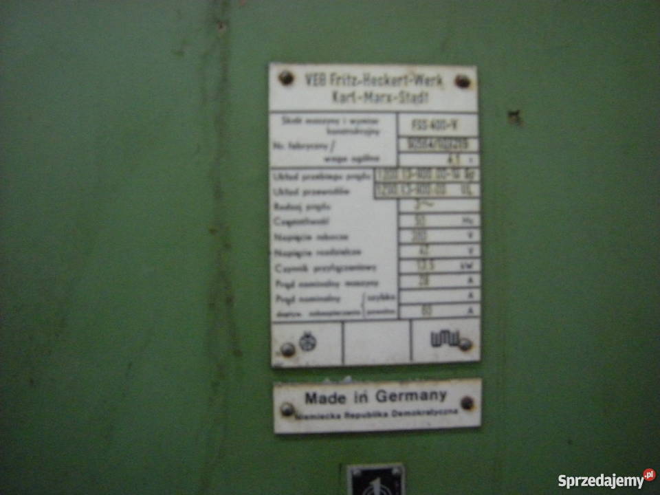 Frezarka pionowa FSS 400V HECKERT netto 16200 Głowno