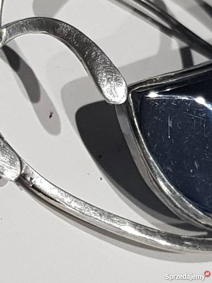 Broszka srebrna hematyt biżuteria kamień srebrne Kielce sprzedam