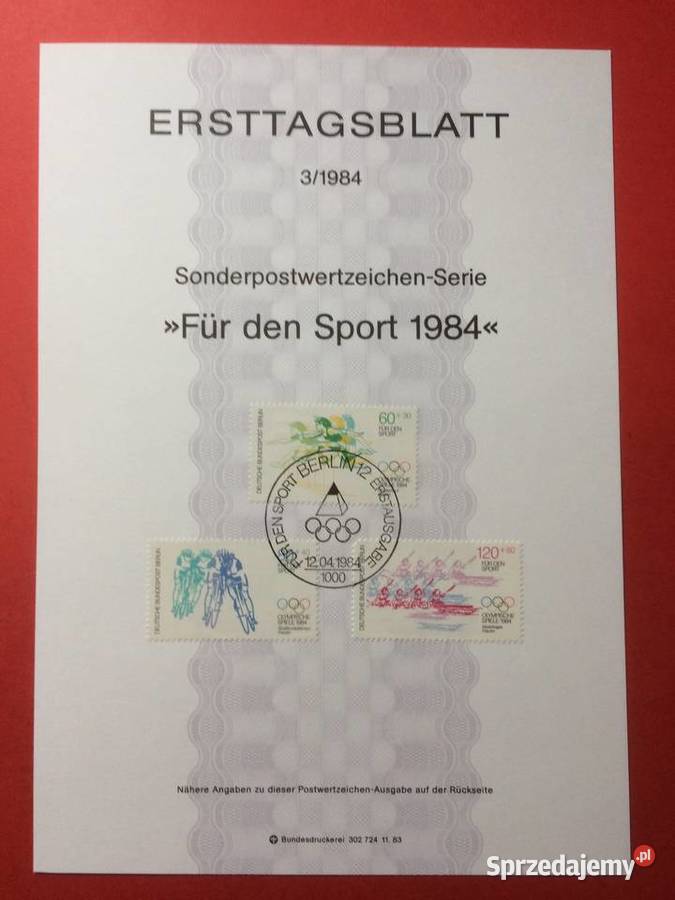 555 Niemiecki Specjalny Znaczek Pocztowy sprzedam