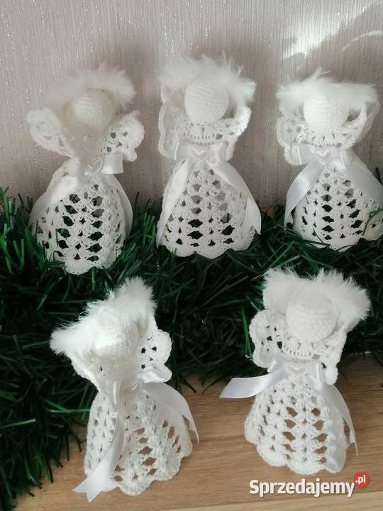 Aniołek biały szydelkowy na choinkę Dekoracja Boże Narodzenie Katowice sprzedam