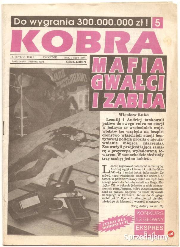 CZASOPISMA PRASA KOBRA 1992 1993 1994 WYPRZEDAŻ