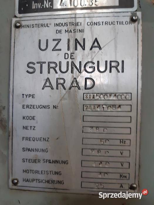 Tokarka uniwersalna Rumuńska SNA 500 x 1000